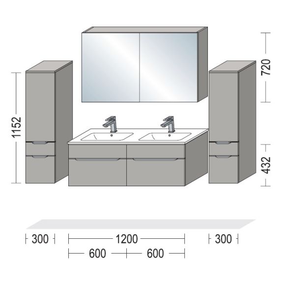 Nobilia LINE-N Badmöbel-Set, 120 cm