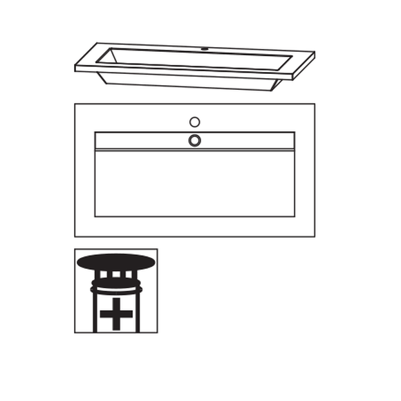 Puris Star Line Mineralguss Waschtisch STONEPLUS inkl. Permanentablauf, 91 cm