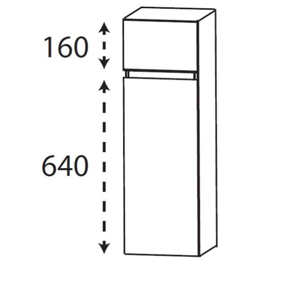 Puris Kera Plan Highboard, Grifflos, 30 cm