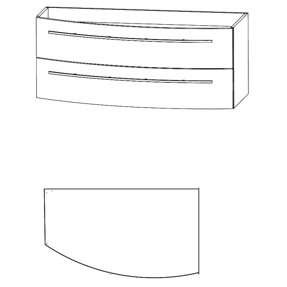 Puris Crescendo Waschtischunterschrank, Verjüngung links, 120 cm