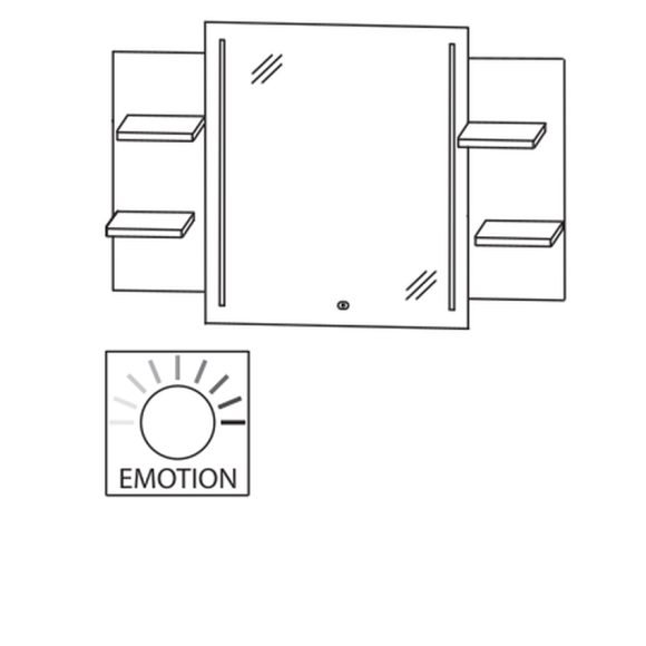 Puris Beimöbel Flächenspiegel mit 2 Holzablagen, Touch LED-Dimmer, 120 cm