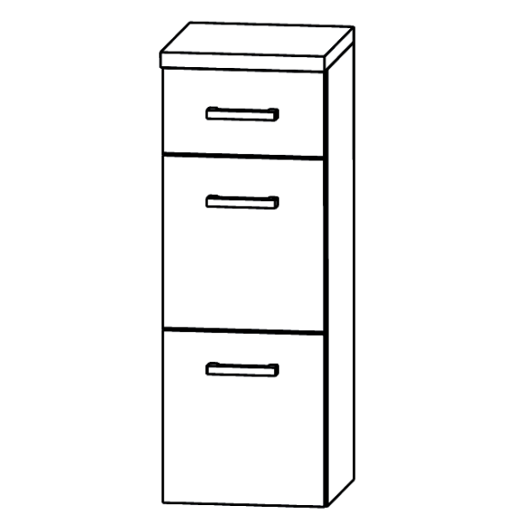 Puris Beimöbel Highboard mit zwei Auszügen und einem Schubkasten, 40 cm