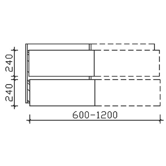Pelipal PCON Waschtischunterschrank, 2 Auszüge, grifflos, 600 - 900 mm