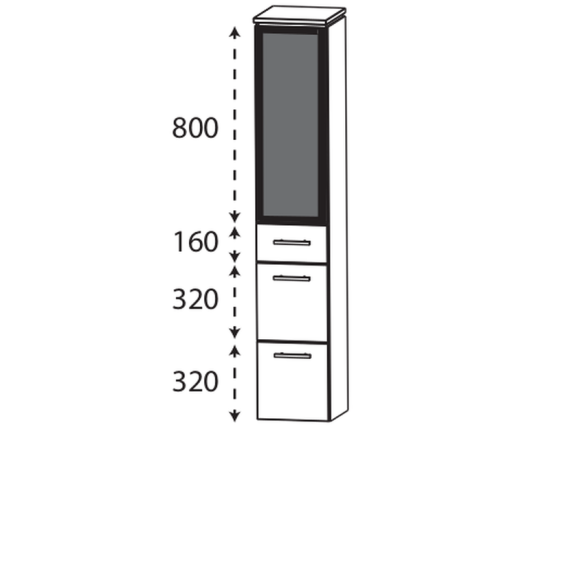 Puris Cool line Hochschrank, Glasrahmentür mit Rauchglas in Anthrazit, 30 cm