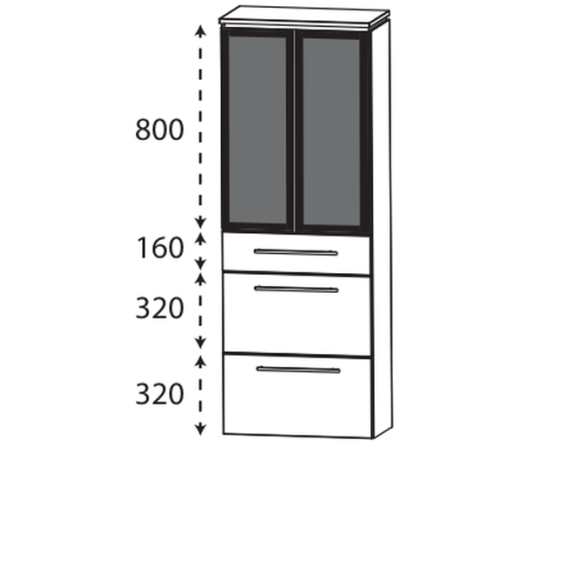 Puris Cool line Hochschrank mit Glasrahmentür, Rauchgals in Anthrazit, 60 cm