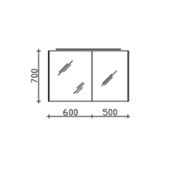 Pelipal Serie 6010 Spiegelschrank inkl. LED-Aufsatzleuchte und seitlicher LEDplus Effektbeleuchtung, 112 cm