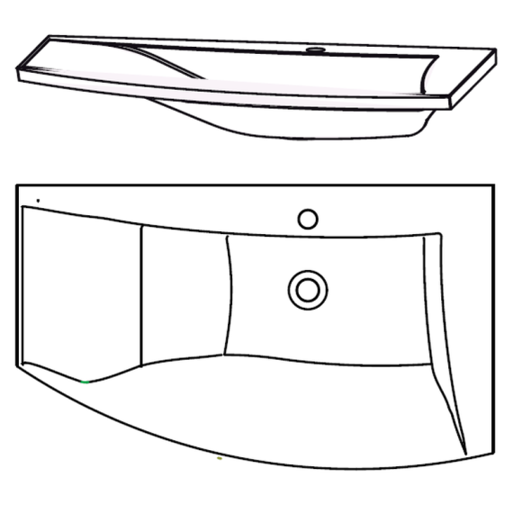 Puris Crescendo Mineralguss-EVERMITE Waschtisch mit Ablage, 90 cm