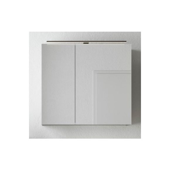 Nobilia Schnell-Lieferprogramm Spiegelschrank, Alpinweiß Hochglanz, 80 cm