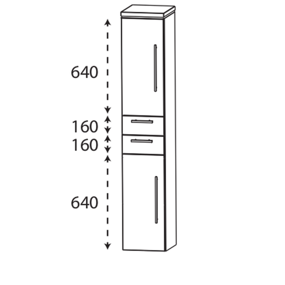 Puris Cool line Hochschrank mit zwei Drehtüren und zwei Schubkästen, 30 cm