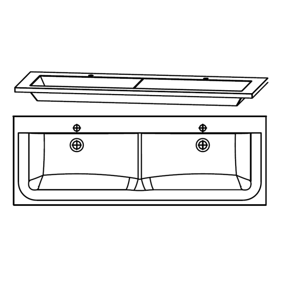 Puris Star Line Glas Doppelwaschtisch, Farbton optiwhite matt, 140 cm