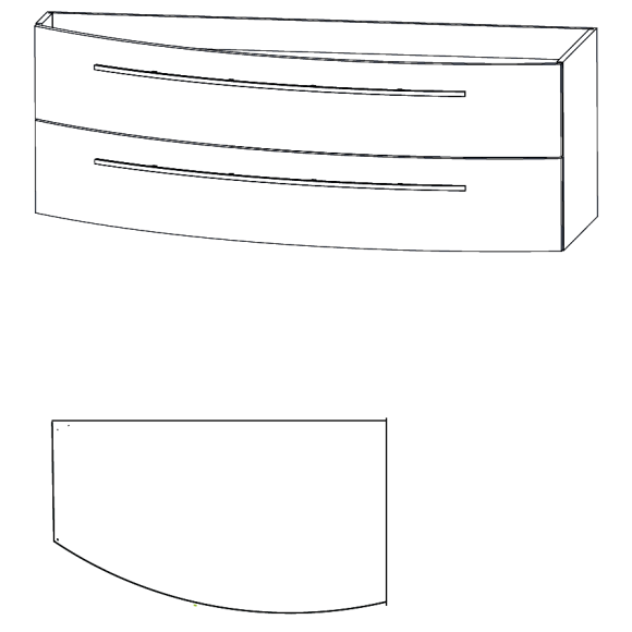 Puris Crescendo Waschtischunterschrank, Verjüngung links, 140 cm