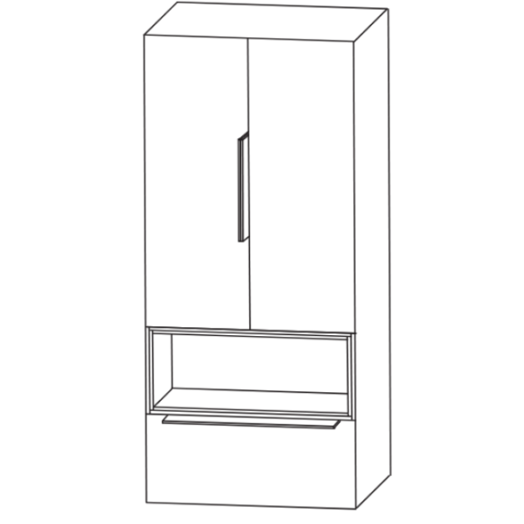 Puris Aspekt Mittelschrank mit 1 Einschubregal MITTIG und 1 Auszug, 60 cm