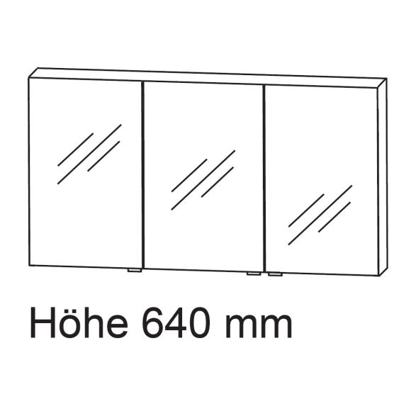 Puris Kera Plan Spiegelschrank, 3 Doppelspiegeltüren, 90 cm