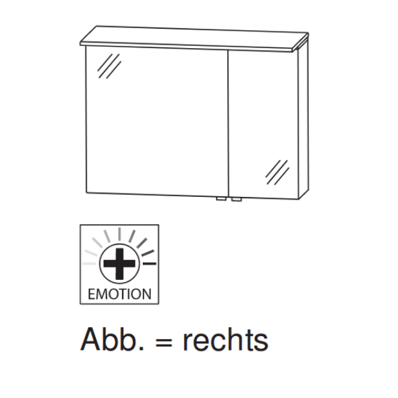 Puris Aspekt Spiegelschrank mit LED-Flächenleuchte, 90 cm