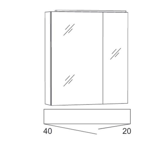 Marlin 3040city Spiegelschrank mit LED-Aufbauleuchte, 60 cm