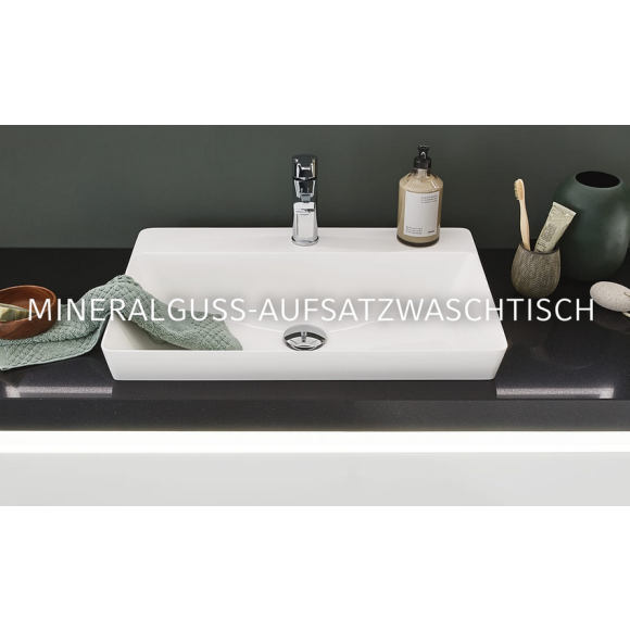Puris neutrale Artikel Mineralguss-Aufsatzwaschtisch, weiß, 60 cm
