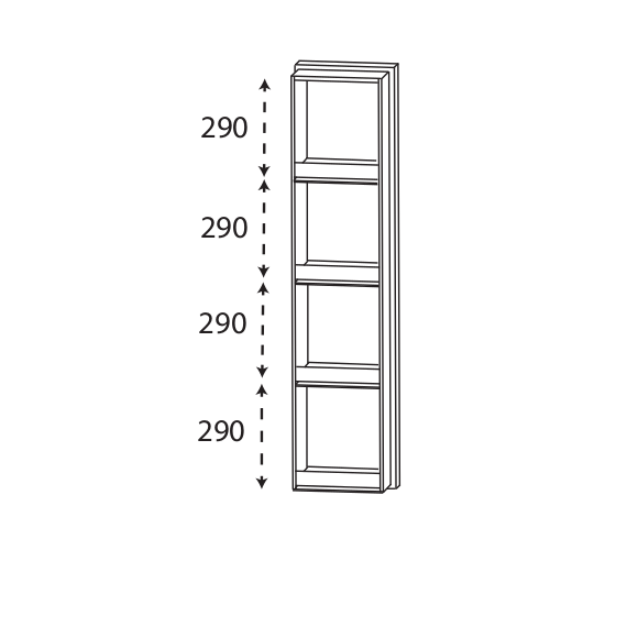 Puris Beimöbel Hochschrank-Regal mit Frontblenden, 30 cm