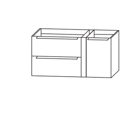 Puris Modern Life Waschtischunterschrank mit Griffleisten, Ablage rechts, 96 cm