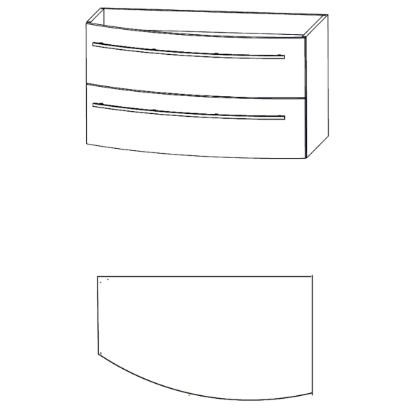 Puris Crescendo Waschtischunterschrank, Verjüngung links, 90 cm