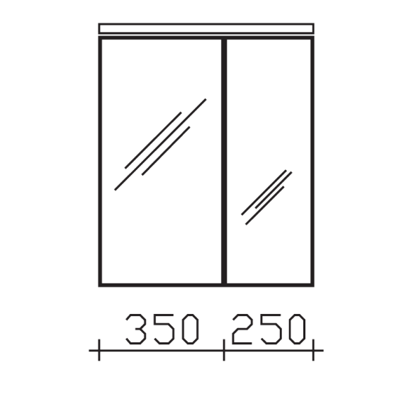 Pelipal Serie 6110 Spiegelschrank inkl. LEDplus-Aufsatzleuchte, 60 cm