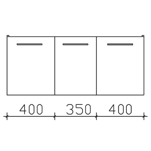Pelipal Serie 9005 Waschtischunterschrank, 3 Drehtüren, 115 cm