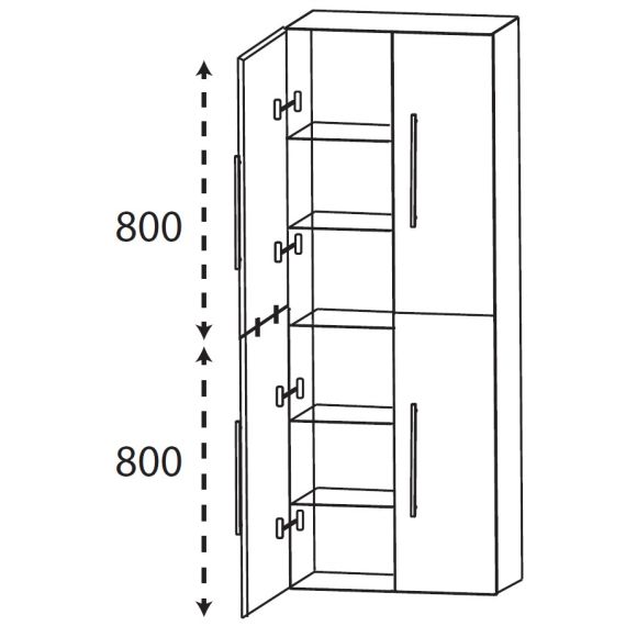 Puris Kera Plan Hochschrank mit Griff als Besenschrank, Tiefe Maßvariabel, 60 cm