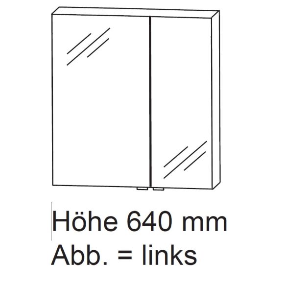 Puris Kera Plan Spiegelschrank, 2 Doppelspiegeltüren, 60 cm