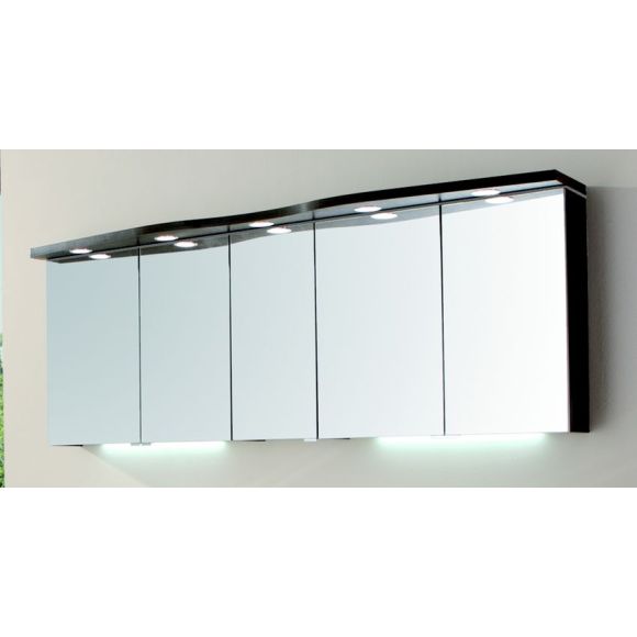 Puris Swing Spiegelschrank-Set, geschwungener Gesimsboden, LED-Spots, 180 cm