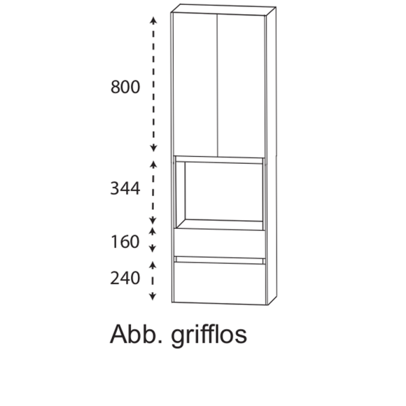 Puris Unique Hochschrank mit einem offenen Fach, 62 cm