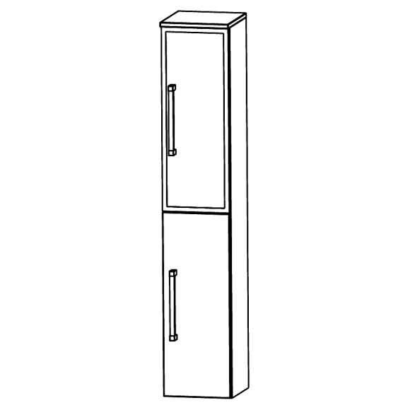 Puris Beimöbel Hochschrank mit einer Alu Rahmentür und einer Drehtür (variabel), 30 cm