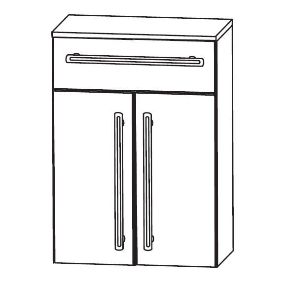 Puris Beimöbel Highboard mit einem Schubkasten und zwei Drehtüren, 60 cm