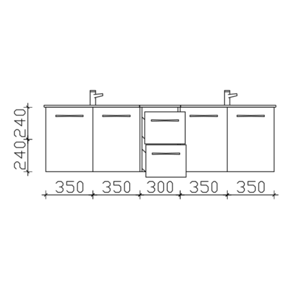 Pelipal Serie 7025 Waschtischunterschrank, 4 Drehtüren, 173 cm