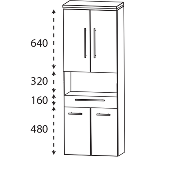 Puris Cool line Hochschrank, 1 offenes Fach, 60 cm