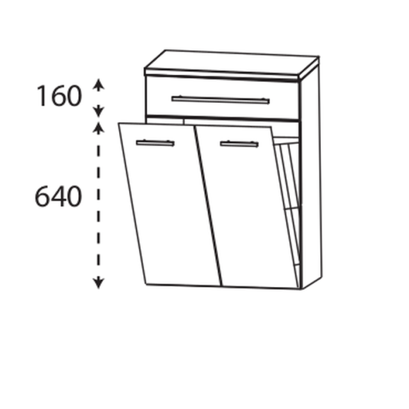 Puris Rounds Highboard mit Wäschekippe und einem Schubkasten, 60 cm