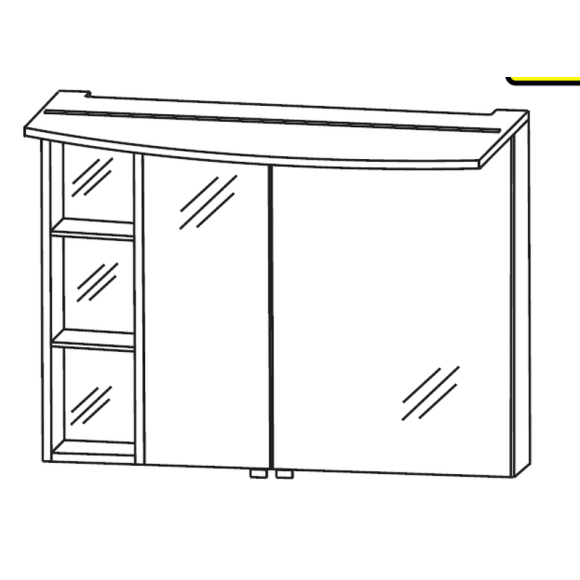 Puris Crescendo 2D-Spiegelschrank mit LED-Flächenleuchte, 90 cm