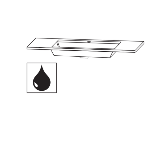 Puris Beimöbel Möbelwaschtisch 1200 mm, Glaswaschtisch optiwhite, 123 cm 