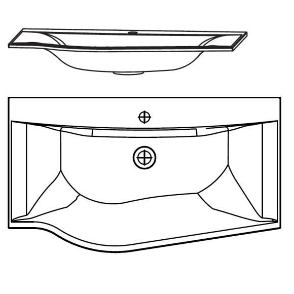 Puris Swing Mineralguss Waschtisch, evermite,  rechts, 90 cm