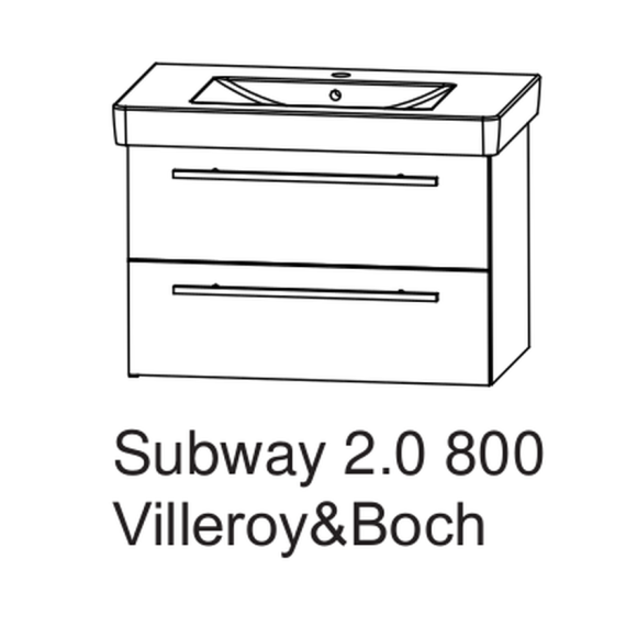 Puris Kera Plan Set Waschtisch von Villeroy & Boch mit Waschtischunterschrank, 75 cm