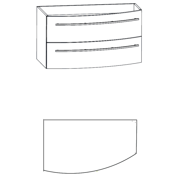 Puris Crescendo Waschtischunterschrank, Verjüngung rechts, 90 cm