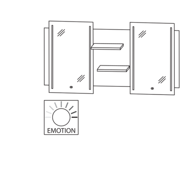 Puris Beimöbel Flächenspiegel mit Holzablagen mit LED Dimmer, 150 cm