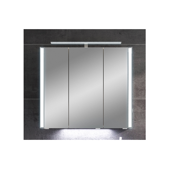 Pelipal Neutrale Spiegelschränke Spiegelschrank mit seitl LED-Profil und Aufsatzleuchte, 80 cm
