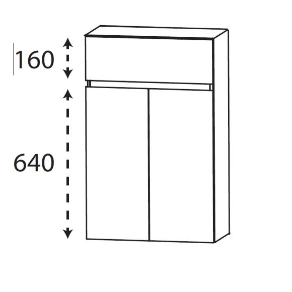 Puris Kera Plan Highboard, Grifflos, 60 cm