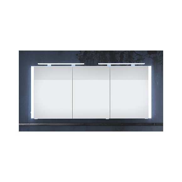 Pelipal Neutrale Spiegelschränke Spiegelschrank mit seitl LED-Profil und Aufsatzleuchten, 160 cm
