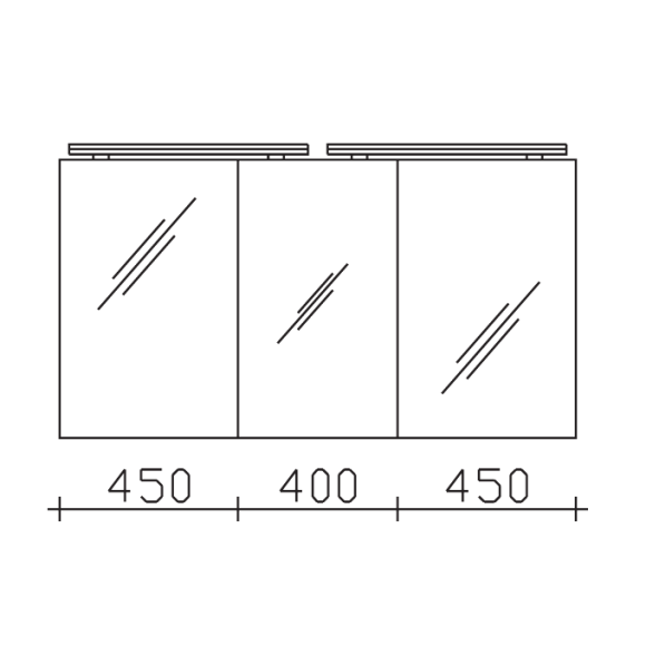Pelipal Serie 6025 Spiegelschrank inkl. 2 LED-Aufsatzleuchten, 130 cm