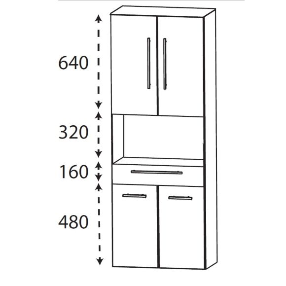 Puris Kera Plan Hochschrank, Tiefe Maßvariabel, 60 cm