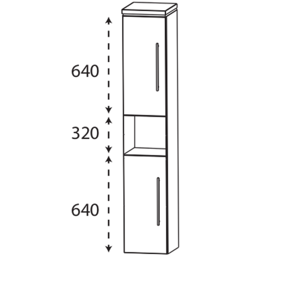 Puris Cool line Hochschrank, 2 Türen, 1 offenes Fach, 30 cm