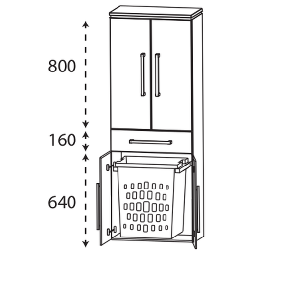 Puris Cool line Hochschrank mit Wäscheauszug, 60 cm