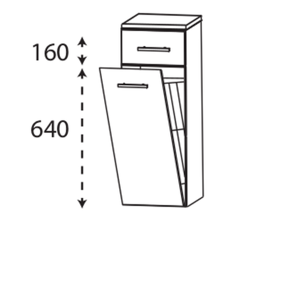 Puris Rounds Highboard mit Wäschekippe und einem Schubkasten, 40 cm