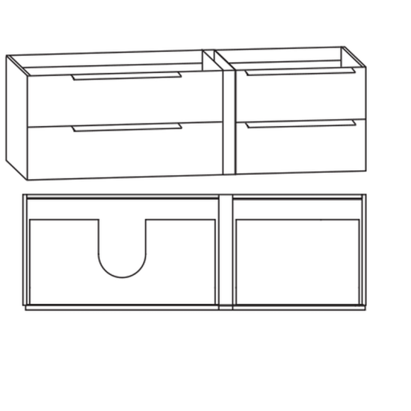 Puris Modern Life Waschtischunterschrank, Ablage rechts, 156 cm