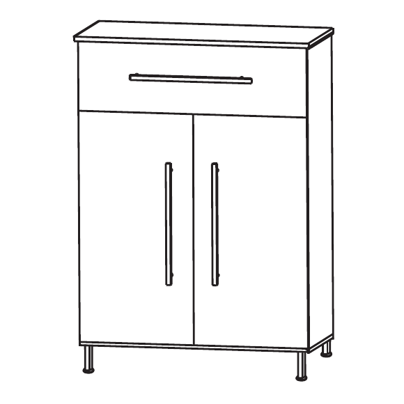 Puris Quada Highboard mit 2 Drehtüren, 60 cm